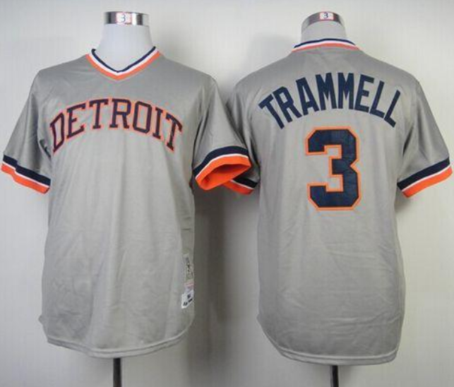 Men's Grey Detroit Tigers ACTIVE PLAYER Custom 1984 Mitchell and Ness Stitched Jersey